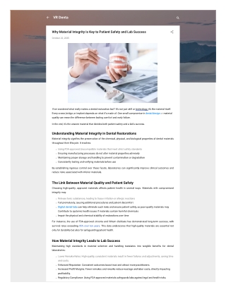 Why Material Integrity Is Key to Patient Safety and Lab Success