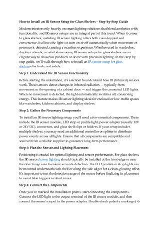 How to Install an IR Sensor Setup for Glass Shelves