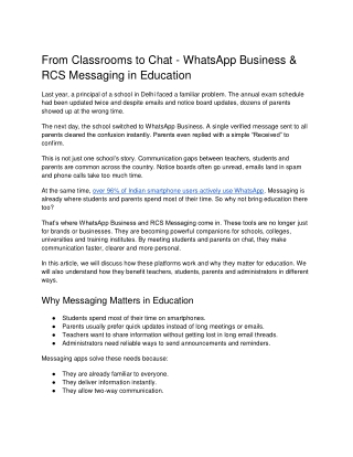 From Classrooms to Chat - WhatsApp Business & RCS Messaging in Education