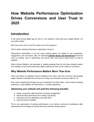 How Website Performance Optimization Drives Conversions and User Trust in 2025
