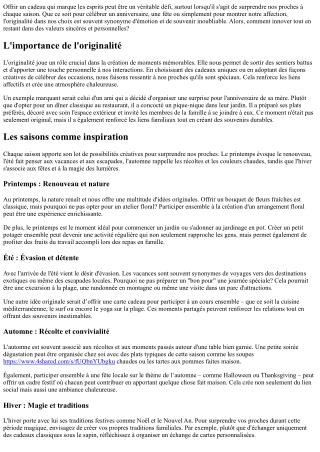 Surprendre ses proches avec originalité chaque saison!