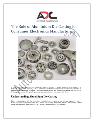 The Role of Aluminium Die Casting for Consumer Electronics Manufacturing