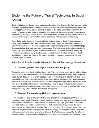 Exploring the Future of Travel Technology in Saudi Arabia