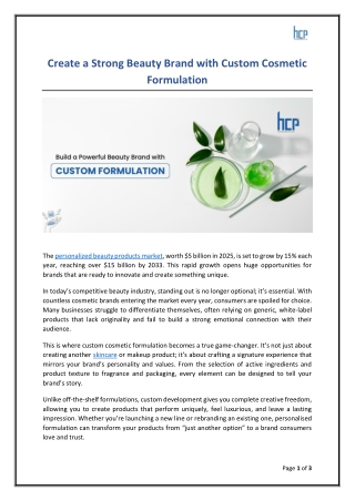 Create a Strong Beauty Brand with Custom Cosmetic Formulation