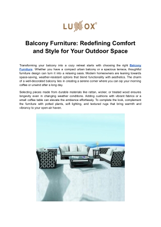 Balcony Furniture_ Redefining Comfort and Style for Your Outdoor Space