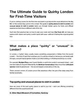 Quirky London Guide for First-Time Visitors | City Tours UK