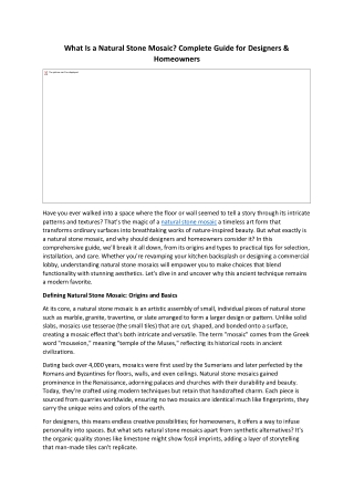 What Is a Natural Stone Mosaic