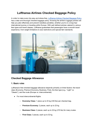 Lufthansa Airlines Checked Baggage Policy