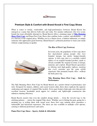 Premium Style & Comfort with Brand Knock’s First Copy Shoes