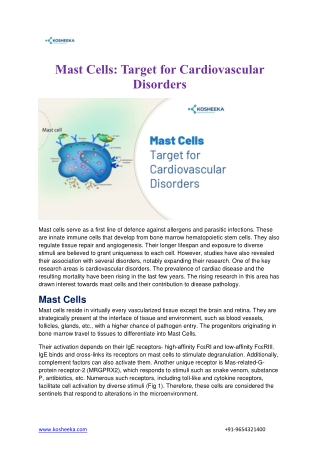 Mast Cells: Target for Cardiovascular Disorders