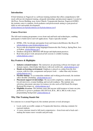 Full Stack Web Training in Nagercoil