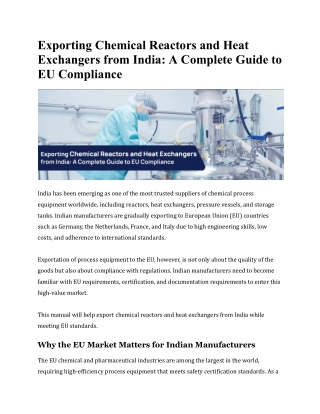 Exporting Chemical Reactors and Heat Exchangers from India