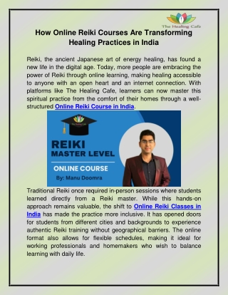 Online Reiki Course in India