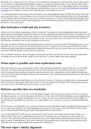 Back Glass Replacement in Greenville: Defroster and Wiper Considerations