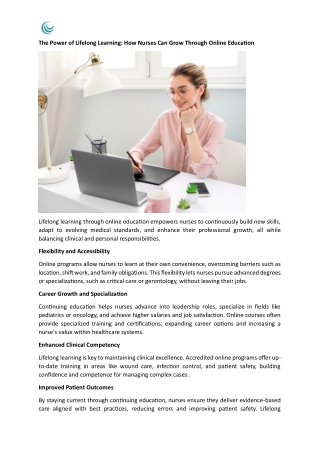 The Power of Lifelong Learning - How Nurses Can Grow Through Online Education