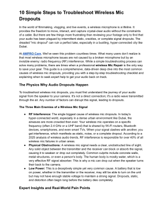 10 Simple Steps to Troubleshoot Wireless Mic Dropouts