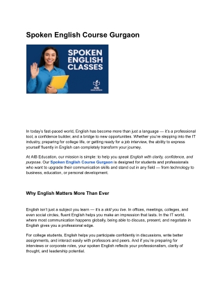 Spoken English Course Gurgaon