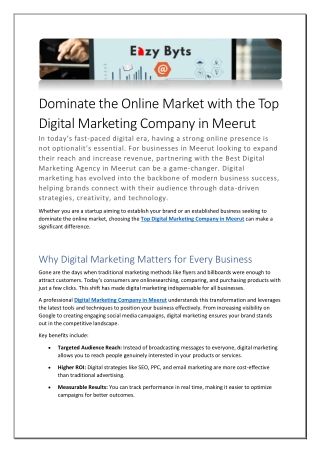 Dominate the Online Market with the Top Digital Marketing Company in Meerut