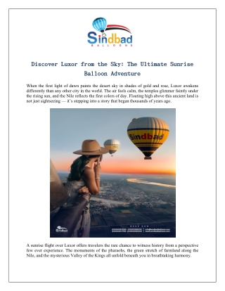 Discover Luxor from the Sky The Ultimate Sunrise Balloon Adventure