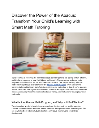 Discover the Power of the Abacus_ Transform Your Child’s Learning with Smart Math Tutoring
