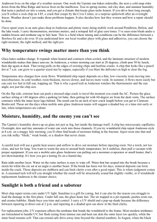 How Weather Affects Windshield Repair in Anderson