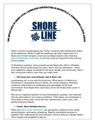 The Importance of Hiring Local Landscape Contractors in Naperville & Surrounding Illinois Areas