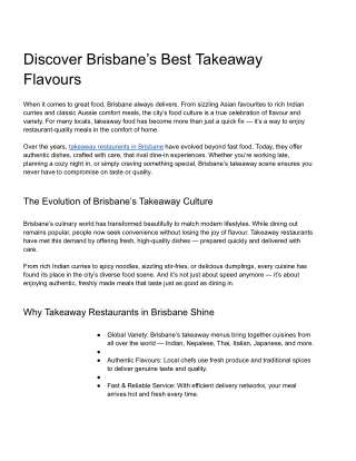 Discover Brisbane’s Best Takeaway Flavours