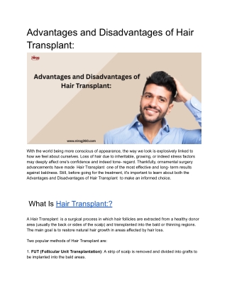 Advantages and Disadvantages of Hair Transplant_
