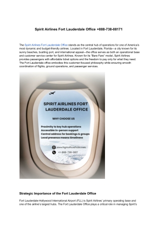 Spirit Airlines Fort Lauderdale Office  888-738-08171