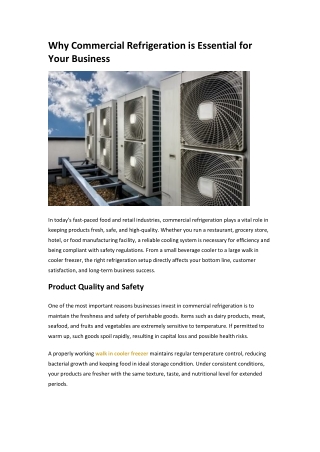 Why Commercial Refrigeration is Essential for Your Business