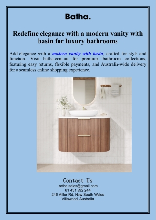Redefine elegance with a modern vanity with basin for luxury bathrooms00Redefine