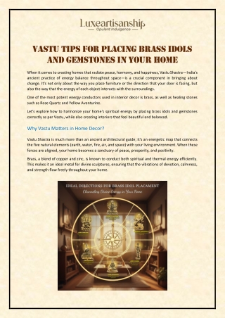 Vastu tips for placing Brass Idols & Gemstones