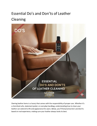 Essential Do’s and Don’ts of Leather Cleaning