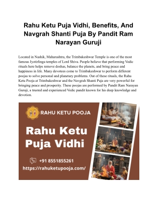 Rahu Ketu Puja Vidhi, Benefits, And Navgrah Shanti Puja By Pandit Ram Narayan Guruji
