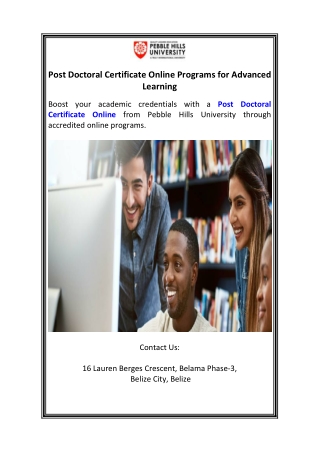 Post Doctoral Certificate Online Programs for Advanced Learning