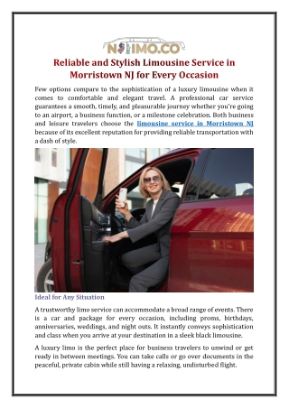 Reliable and Stylish Limousine Service in Morristown NJ for Every Occasion