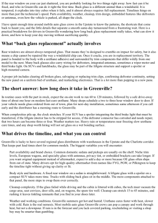 Back Glass Replacement Greenville: How Long Does It Take?