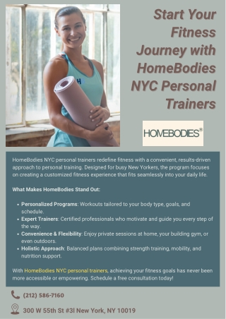 Start Your Fitness Journey with HomeBodies NYC Personal Trainers