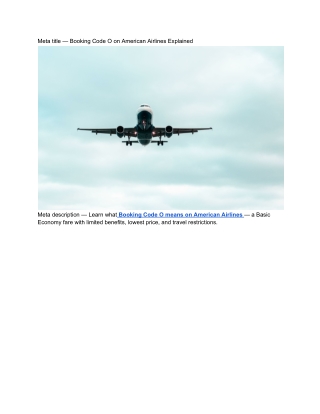 _Booking Code O on American Airlines Explained