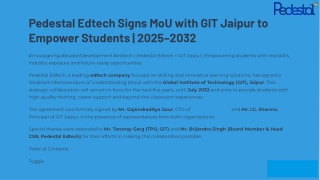Pedestal Edtech Signs MoU with GIT Jaipur to Empower Students