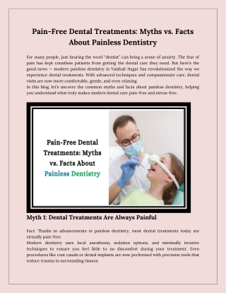 Pain-Free Dental Treatments_ Myths vs. Facts About Painless Dentistry