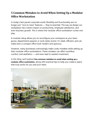 5 Common Mistakes to Avoid When Setting Up a Modular Office Workstation