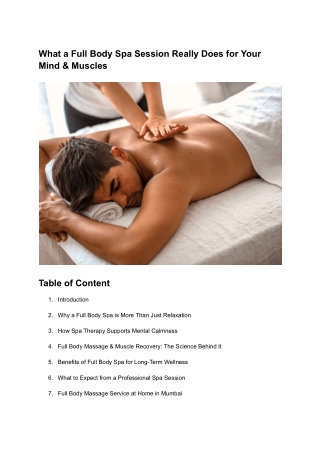 What a Full Body Spa Session Really Does for Your Mind & Muscles