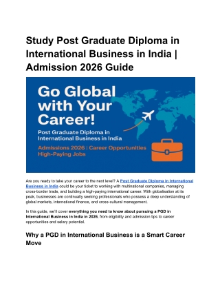 Study Post Graduate Diploma in International Business in India _ Admission 2026 Guide