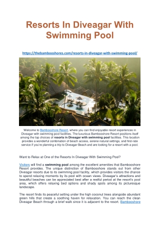Resorts In Diveagar With Swimming Pool