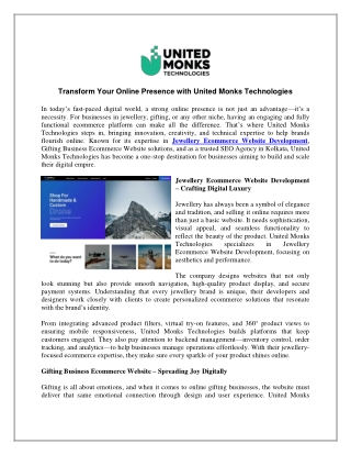 Transform Your Online Presence with United Monks Technologies