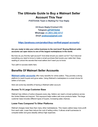 The Ultimate Guide to Buy a Walmart Seller Account This Year