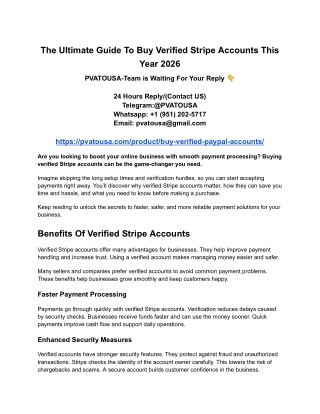 The Ultimate Guide To Buy Verified Stripe Accounts This Year 2026