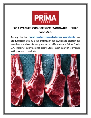 Food Product Manufacturers Worldwide Prima Foods S.a.
