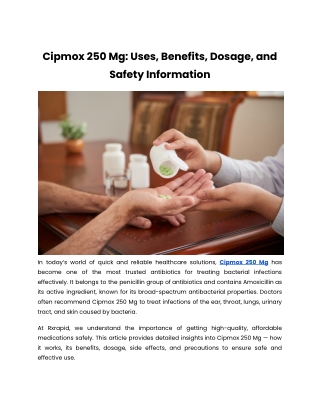 Cipmox 250 Mg: Uses, Benefits, Dosage, and Safety Information